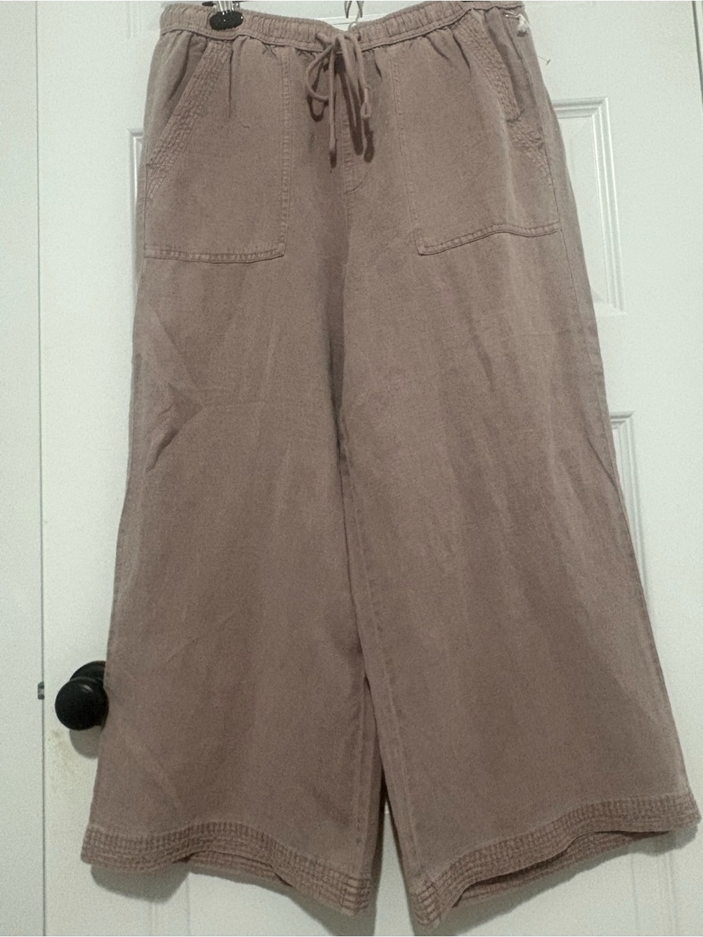 NWT Joie Linen Blend Mauve Wide-Leg Drawstring Ankle or Full Length Pants -Large